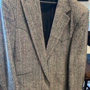 Vintage Classic Gray Tweed Western Yoke Blazer 40R